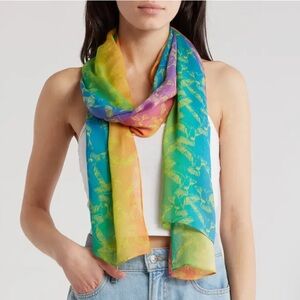 KURT GEIGER NWT AUTHENTIC RAINBOW BIRD OBLONG LUXURIOUS SCARF